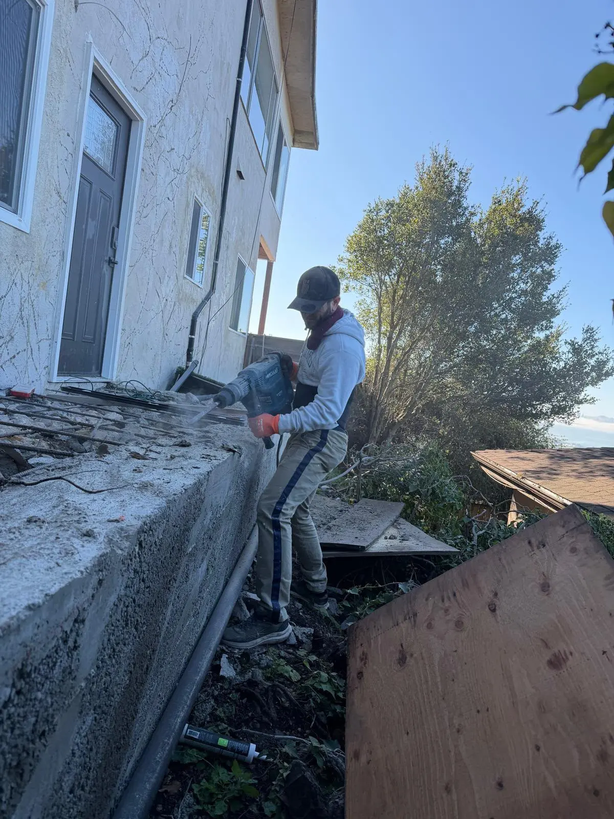 Concrete Demolition on a Hillside Lot