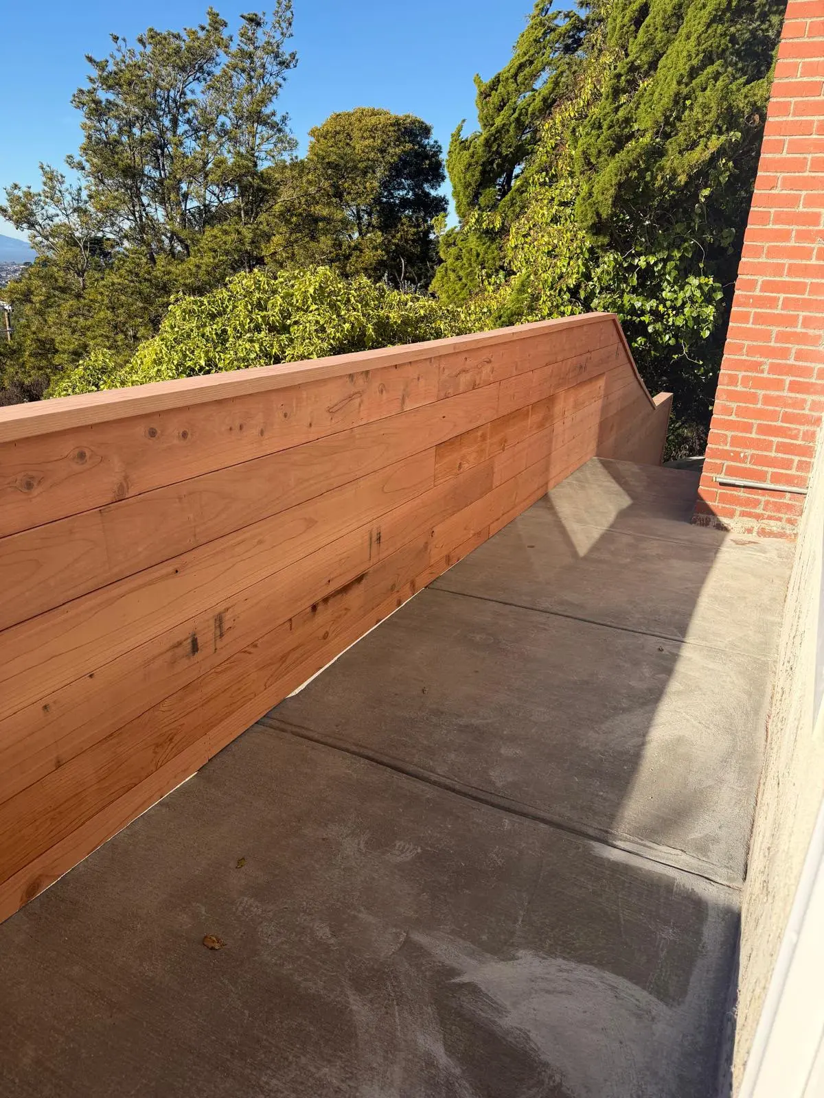 Redwood Retaining Wall and Stair Run